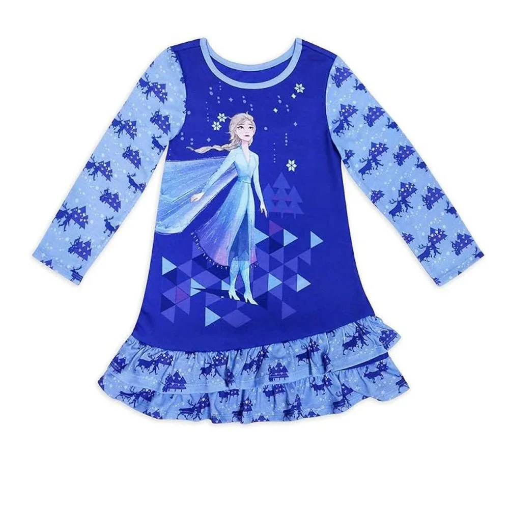 Disney Elsa Nightshirt Girls Long Sleeve Nightgown – Frozen 2